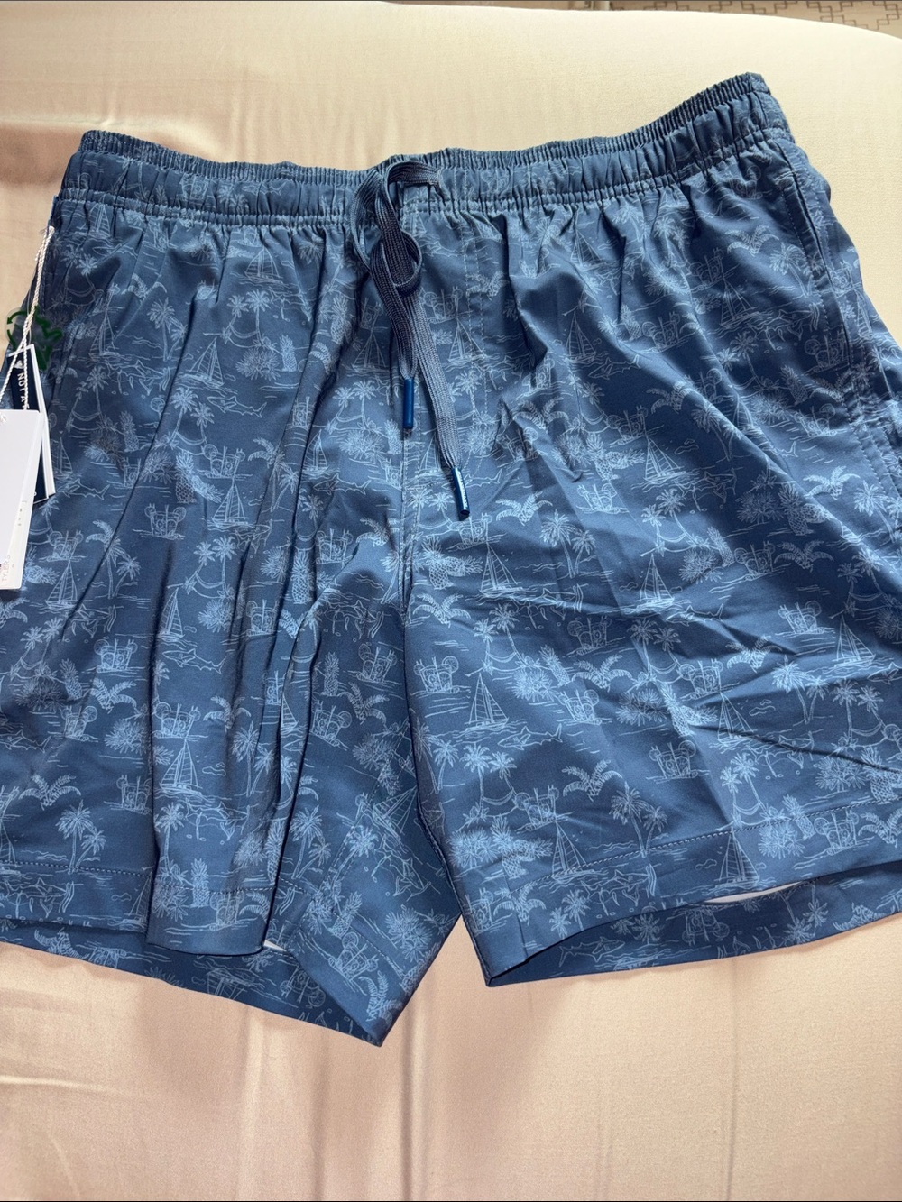 Southern Tide Men's Navy Blue Tropical Print Swim Trunks